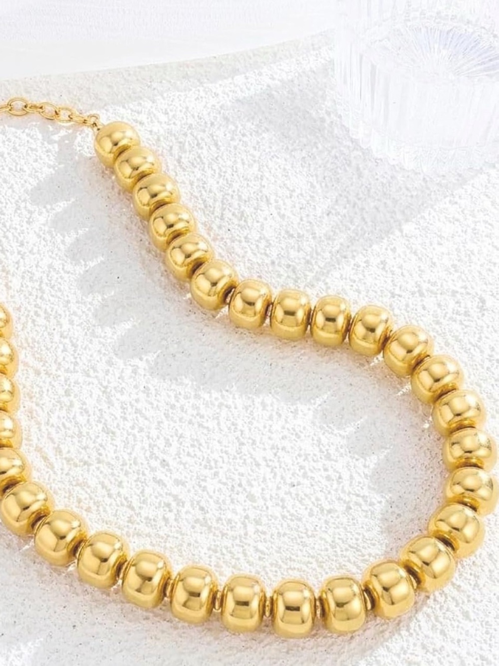 Gold Beaded Statement Necklace - Picture 3 of 4